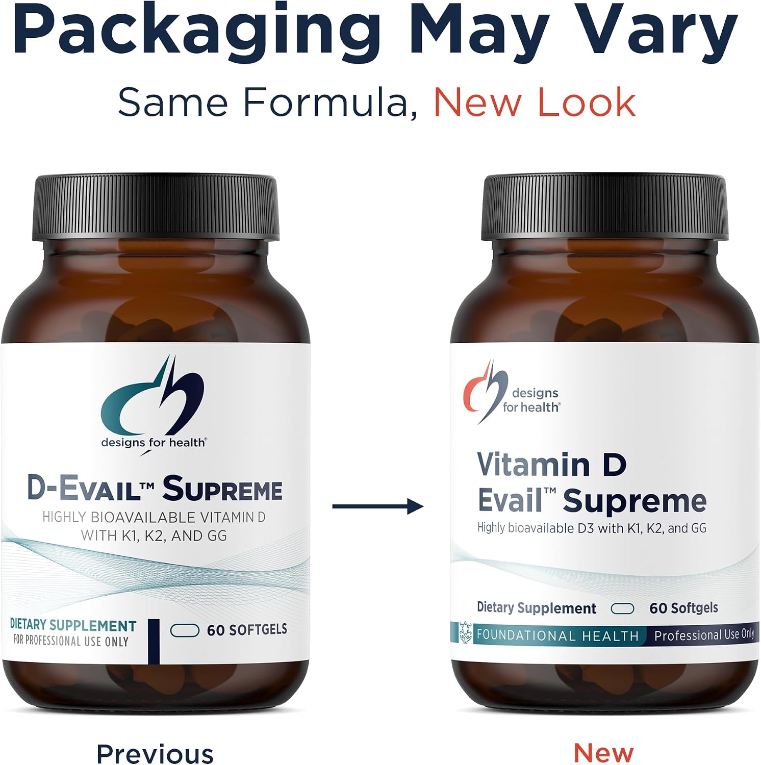Designs for Health D-Evail Supreme - Vitamina D3 (5000 UI) con K1, K2 MK-4 y GG (60 Cápsulas Blandas)