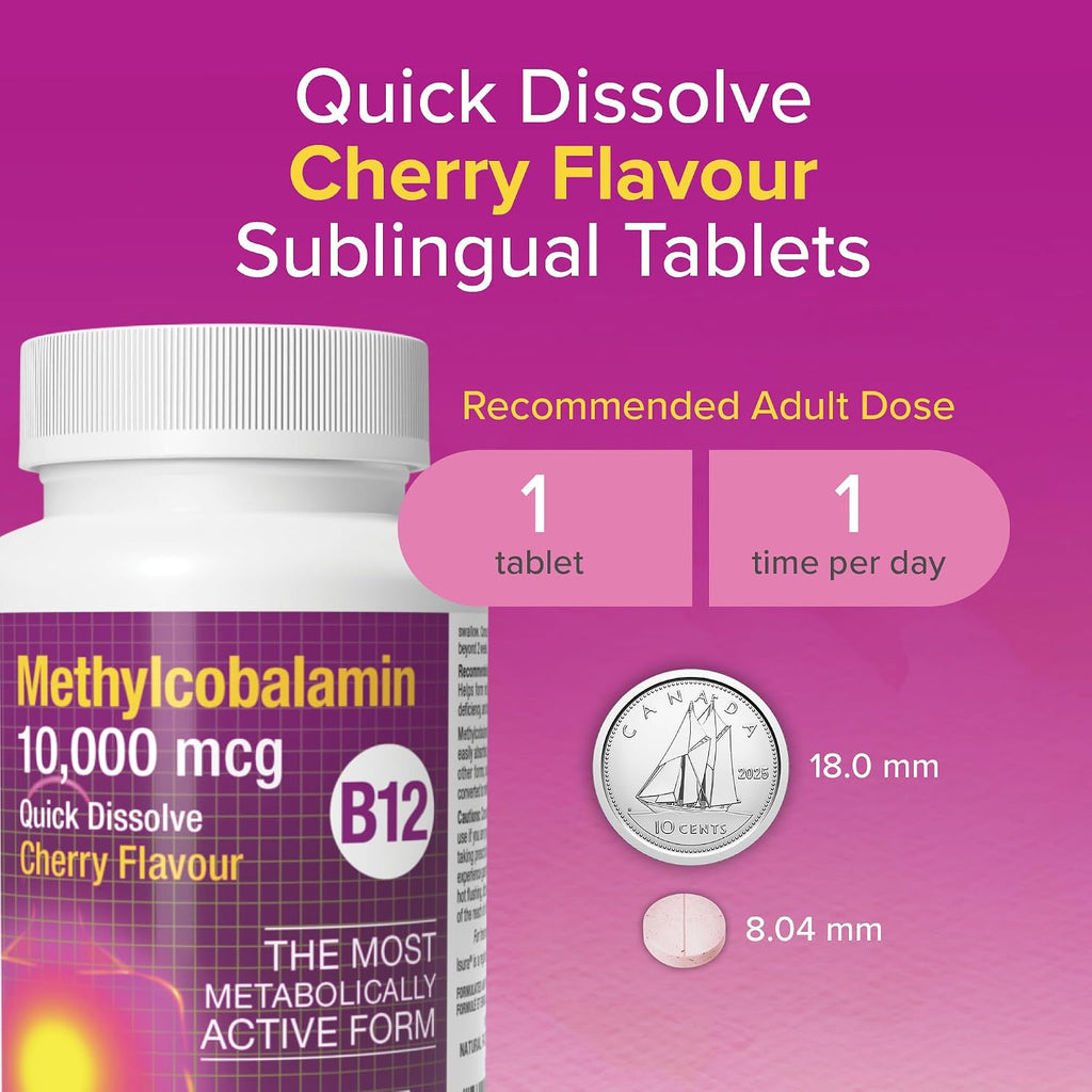 Natural Factors Methylcobalamin 10.000 mcg - Vitamina B12 metabólicamente activa - 30 comprimidos masticables
