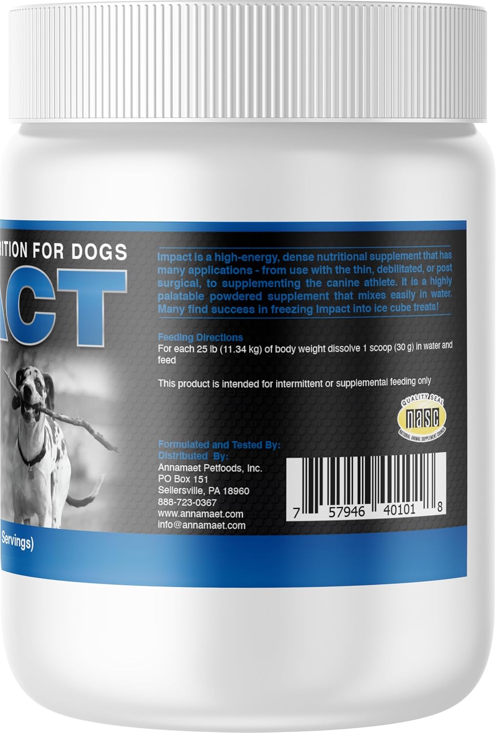 Annamaet Impact – Suplemento Nutricional de Alta Energía para Perros – Ayuda a Mantener un Peso Saludable en Perros Deportistas o con Metabolismo Rápido - 454 g