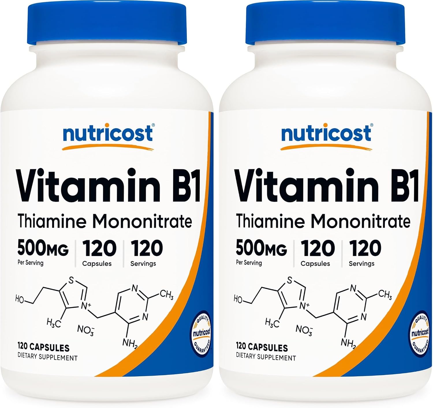 Nutricost Vitamin B1 (Thiamine) 500mg, 120 Capsules (2-Pack)