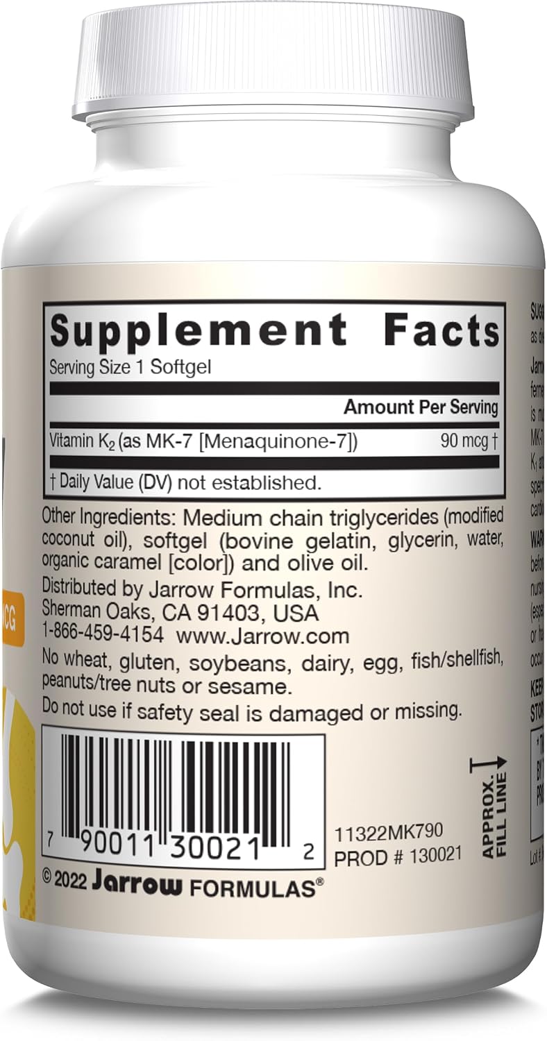 Jarrow Formulas MK-7 90 mcg, 90 Softgels - Vitamina K2 (Menaquinona-7)