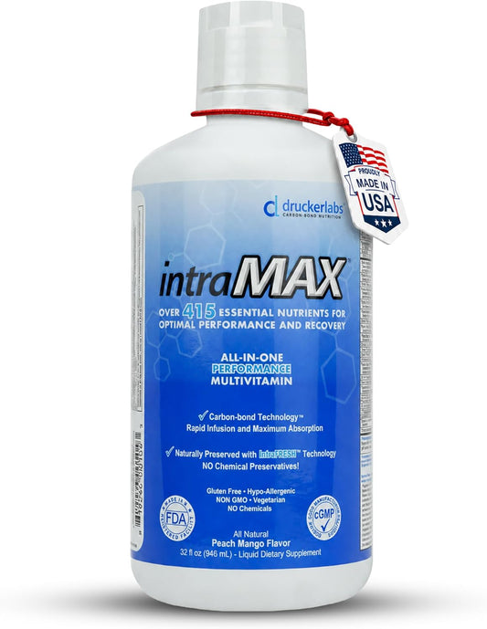 intraMAX Multivitamínico Líquido Orgánico, 32 oz (Melocotón Mango)