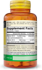 Mason Natural B-12 5000 mcg Comprimidos Sublinguales, 30 unidades (Paquete de 2)