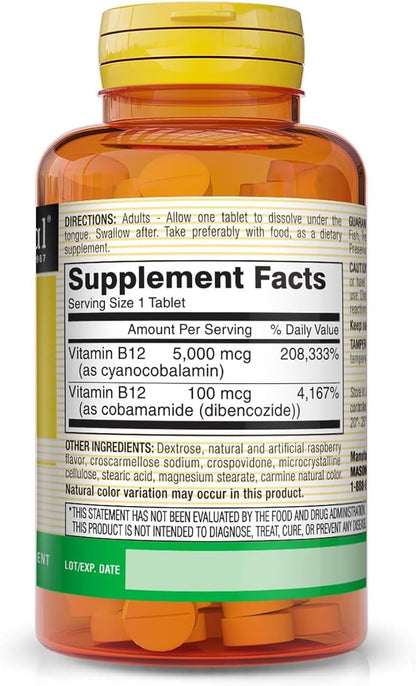 Mason Natural B-12 5000 mcg Comprimidos – Contribuye a la reducción del cansancio y la fatiga. – Image 2