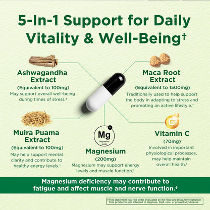 Energy & Mood Supplement – Boost Energy & Reduce Fatigue, Support Relaxation – 150 Capsules – Non-GMO, 3rd Party Tested – – Image 4