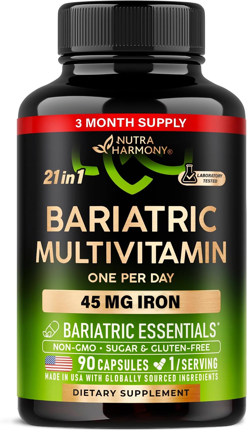 NUTRAHARMONY Multivitamínico Bariátrico con Hierro, 45 mg, 180 Cápsulas - Una Vez al Día