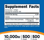 Nutricost Vitamina A 10.000 UI, 500 Cápsulas Blandas (3 Frascos)