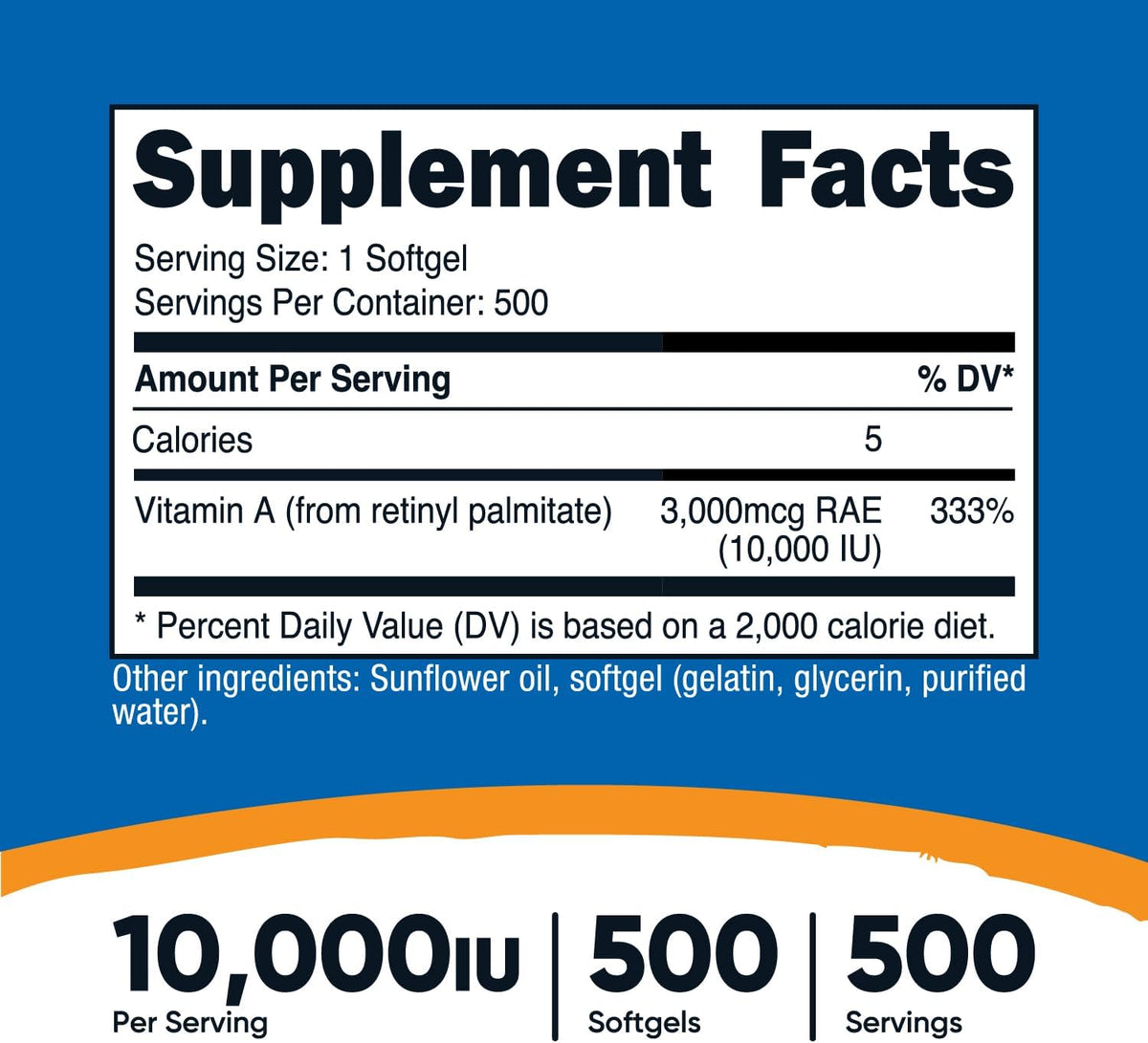 Nutricost Vitamina A 10.000 UI, 500 Cápsulas – El funcionamiento normal del sistema inmunitario. – Image 2