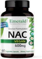 EMERALD LABS NAC 600mg - N-Acetil-L-Cisteína - Suplemento Vegano para Desintoxicación - 60 Cápsulas Vegetales (Suministro para 60 Días)