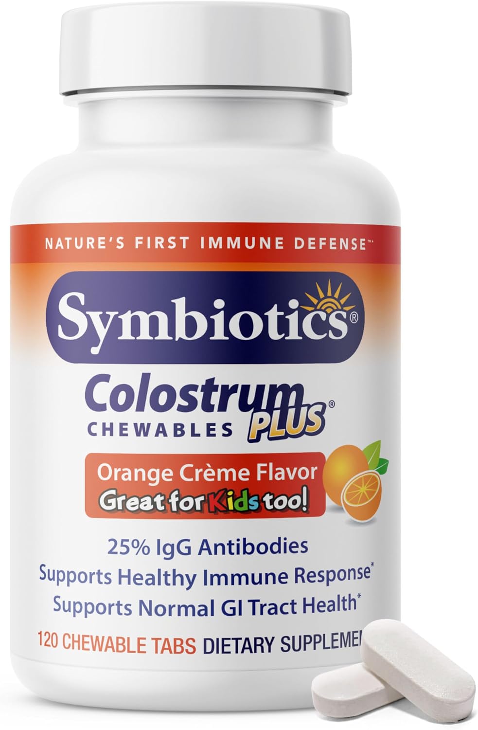 Symbiotics Naturade Colostrum Masticable - 120 Comprimidos (Naranja Crema)
