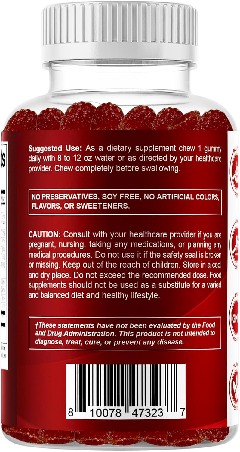 Vitamatic Complejo B en Gominolas con Vitamina C e Inositol - Sabor Natural Fresa - 60 Gominolas