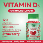Human Beanz Vitamin D3 Gominolas Jelly Bean, 2000 IU, 120 Gominolas (Sabor Fresa)