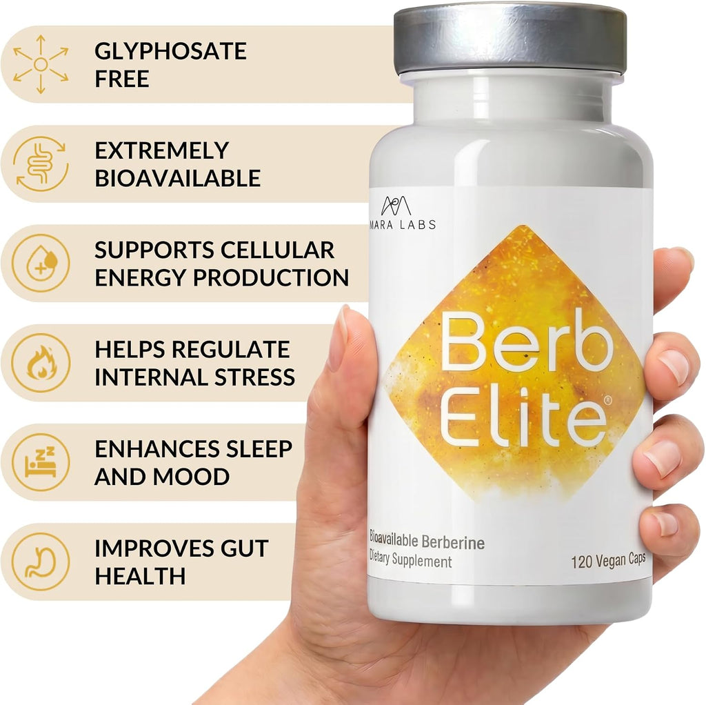 Mara Labs BerbElite | 350mg Berberina HCL con Complejo de Semillas de Brócoli | 120 Cápsulas Veganas