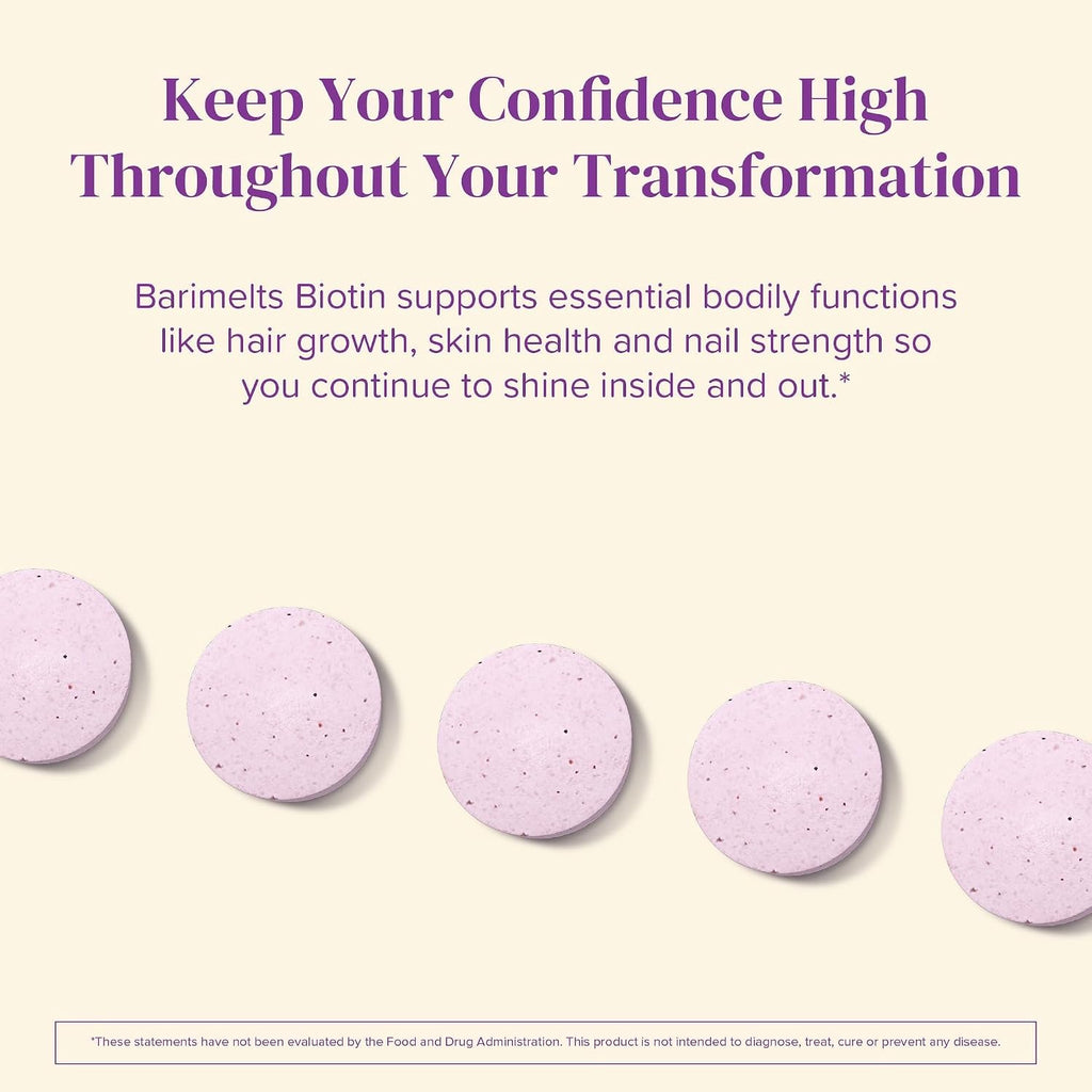 BariMelts Biotin 5000mcg - 90 Comprimidos de Disolución Rápida, Sabor Fresa Natural
