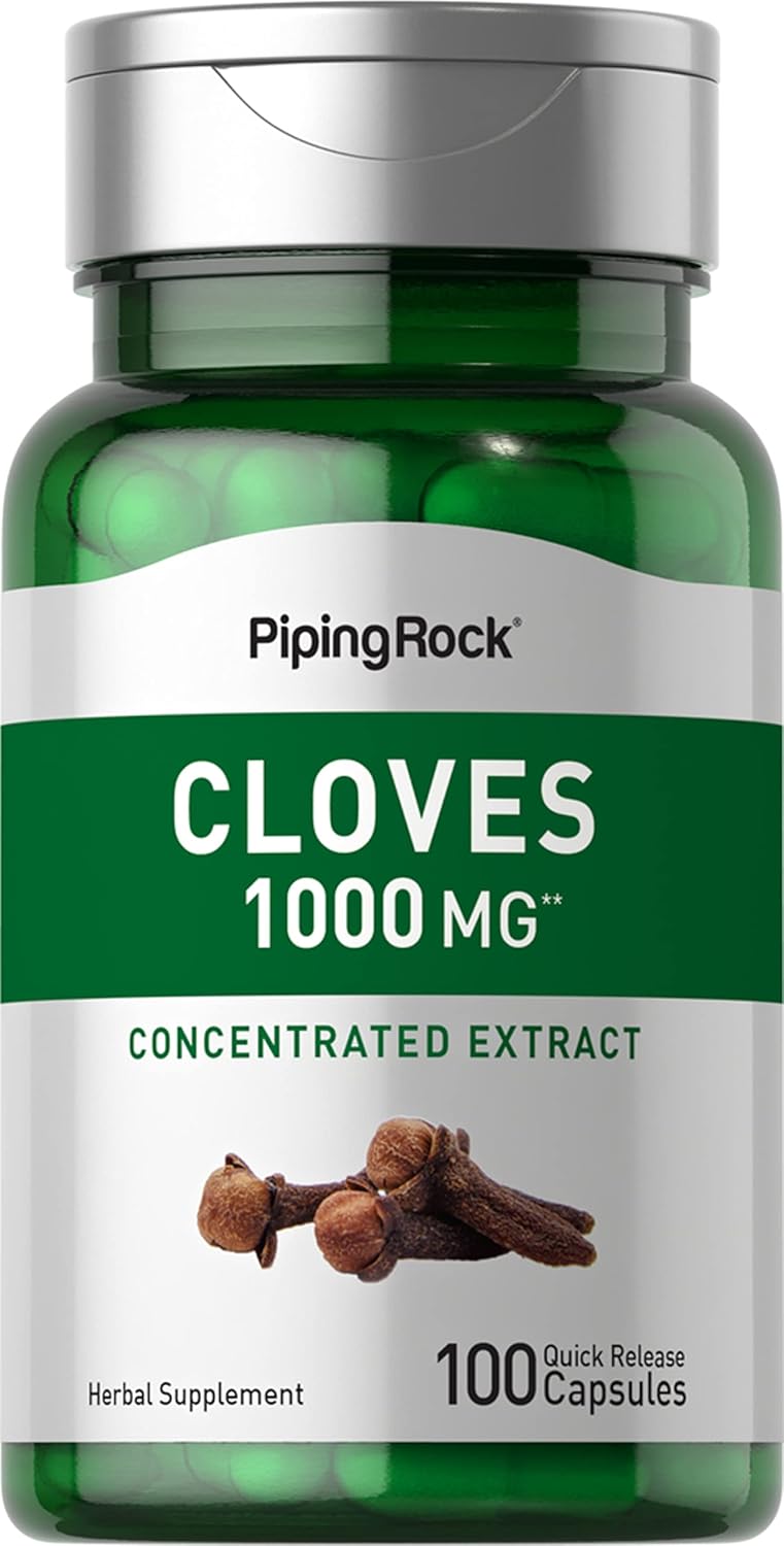 Piping Rock Cápsulas de Clavo | 100 Cápsulas | Extracto Concentrado | Suplemento Herbal | Sin OGM y Sin Gluten