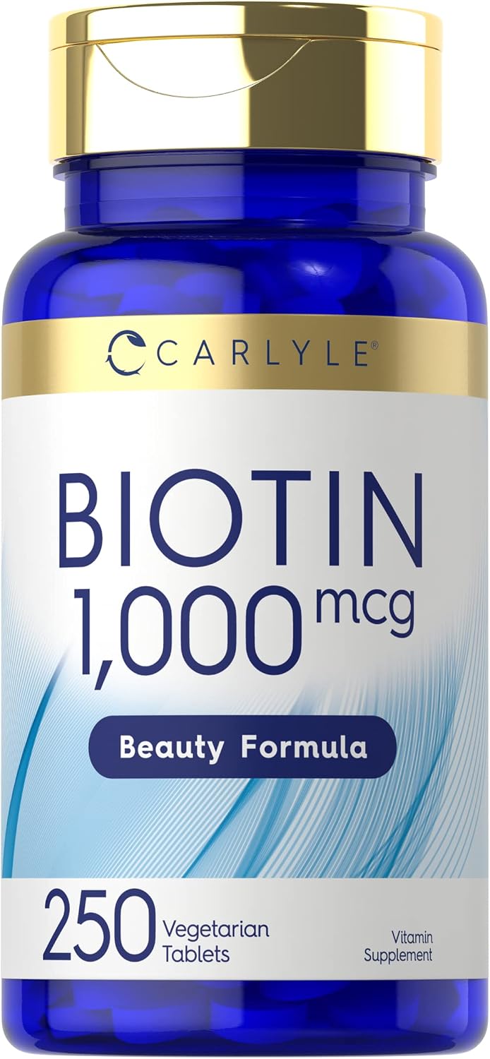 Carlyle Biotin 1000mcg | 250 Vegetarian – La biotina contribuye al metabolismo energético normal. – Image 1