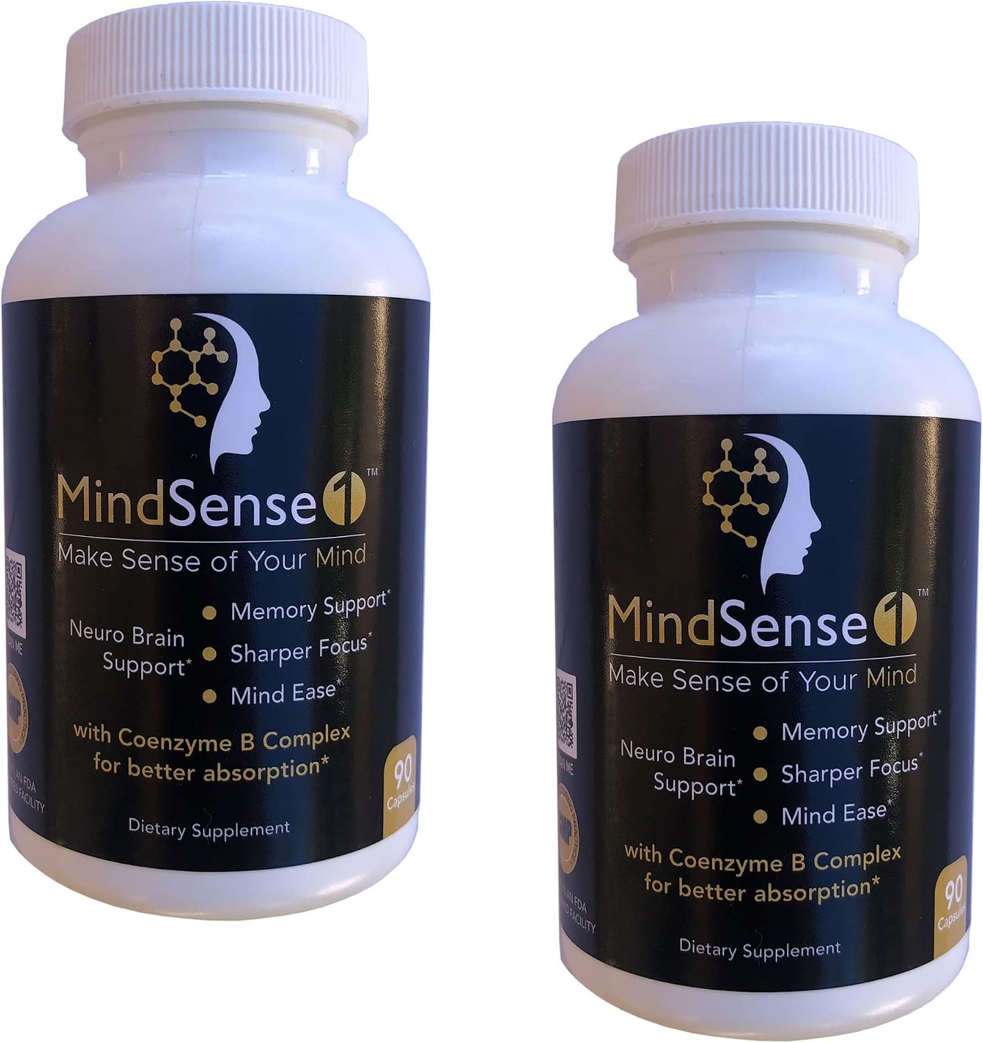 MindSense1, Suplemento Nootrópico para el Apoyo Cerebral - Enfoque y Memoria sin Estimulantes, 180 Cápsulas