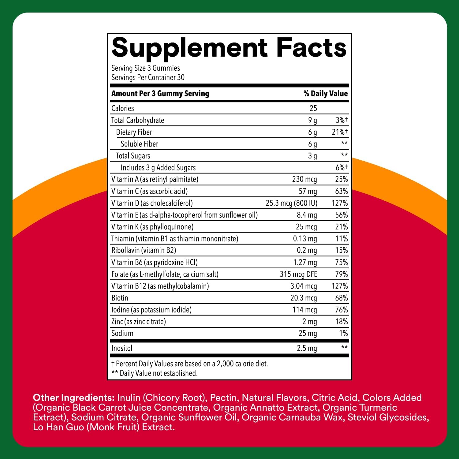 SmartyPants Plus Multi & Fiber Multivitamínico en Gominolas para Hombres y Mujeres con Fibra Prebiótica, Omega 3 DHA/EPA, Vitaminas D3, C, B12, B6, A, K, Zinc, Clean Label, Tres Sabores de Frutas, 90 unidades (Ración para 30 días)