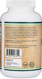 Monolaurin 1000mg por Ración, 210 Cápsulas (Vegano, Sin Gluten, No GMO) - Double Wood