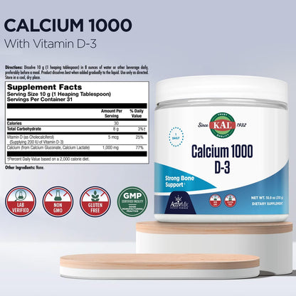 KAL Calcio Vitamin D-3 ActivMix, Polvo de – El calcio contribuye al mantenimiento de los dientes en condiciones – Image 2