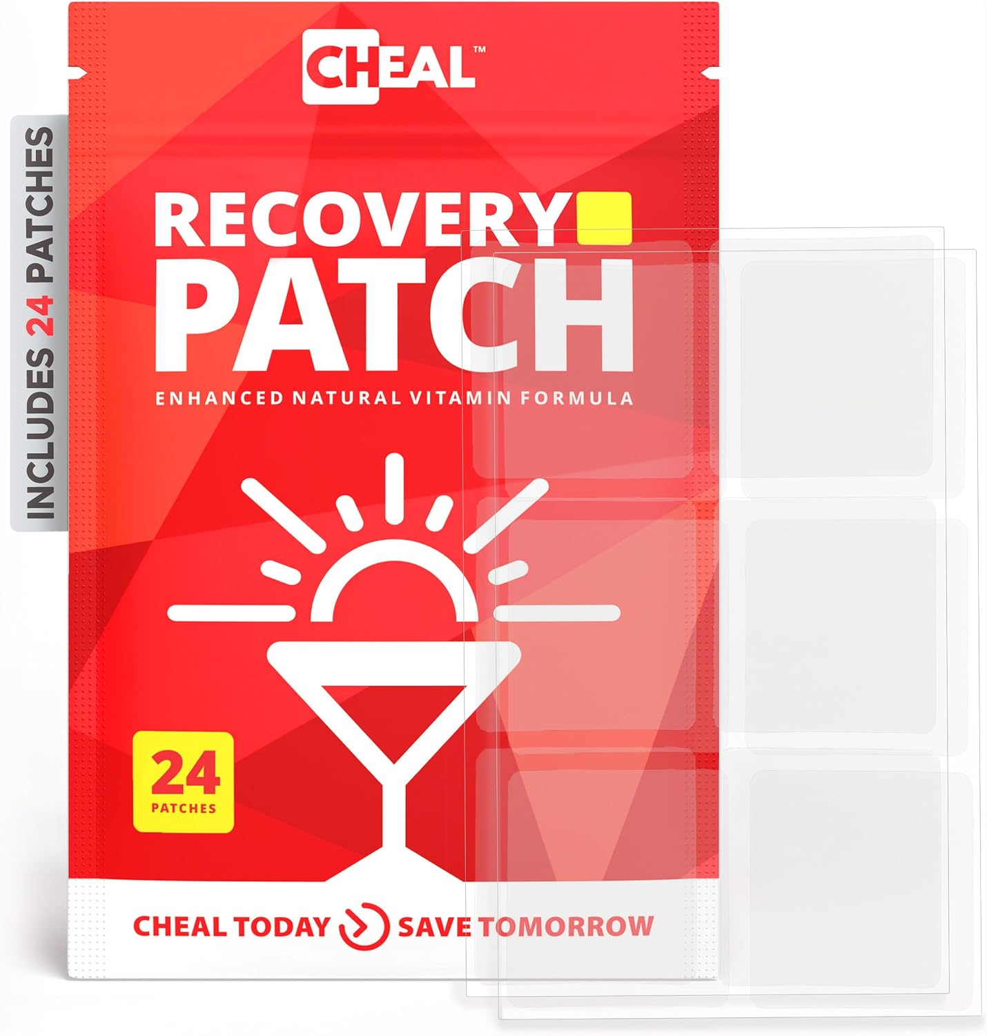 CHEAL Recovery Patches - 24 Parches - Complejo B para Recuperación - 100% Natural, Transparentes e Impermeables