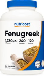 Fenogreco en Cápsulas 1350 mg, 240 Cápsulas (3 Frascos) - Sin Gluten, Sin OGM