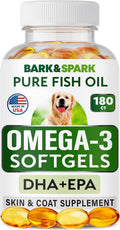 Omega 3 Aceite de Pescado para Perros - Cápsulas de EPA + DHA - 180 unidades