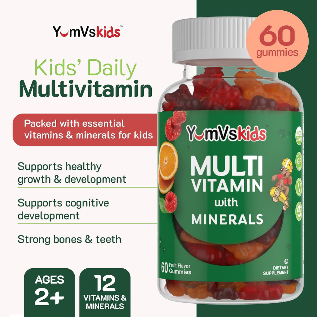 YumVs Kids Multivitamin Gummies - Gomitas Multivitamínicas para Niños con Vitaminas y Minerales - Sabor Fruta - 60 Gomitas