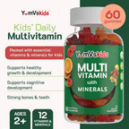 YumVs Kids Multivitamin Gummies - Gomitas Multivitamínicas para Niños con Vitaminas y Minerales - Sabor Fruta - 60 Gomitas