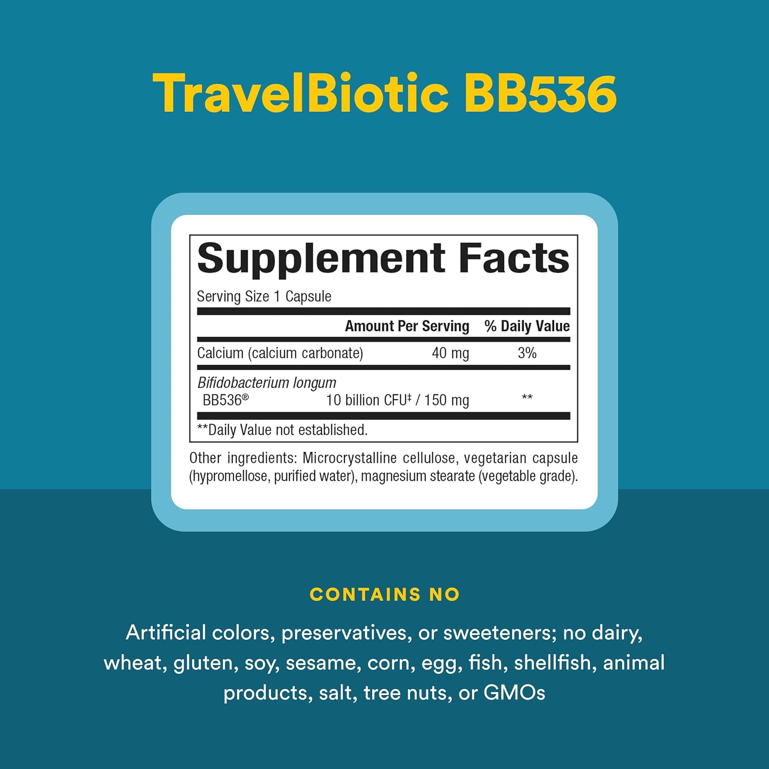 Natural Factors TravelBiotic - Probiótico Bifidobacterium longum 10 mil millones UFC - 60 cápsulas veganas