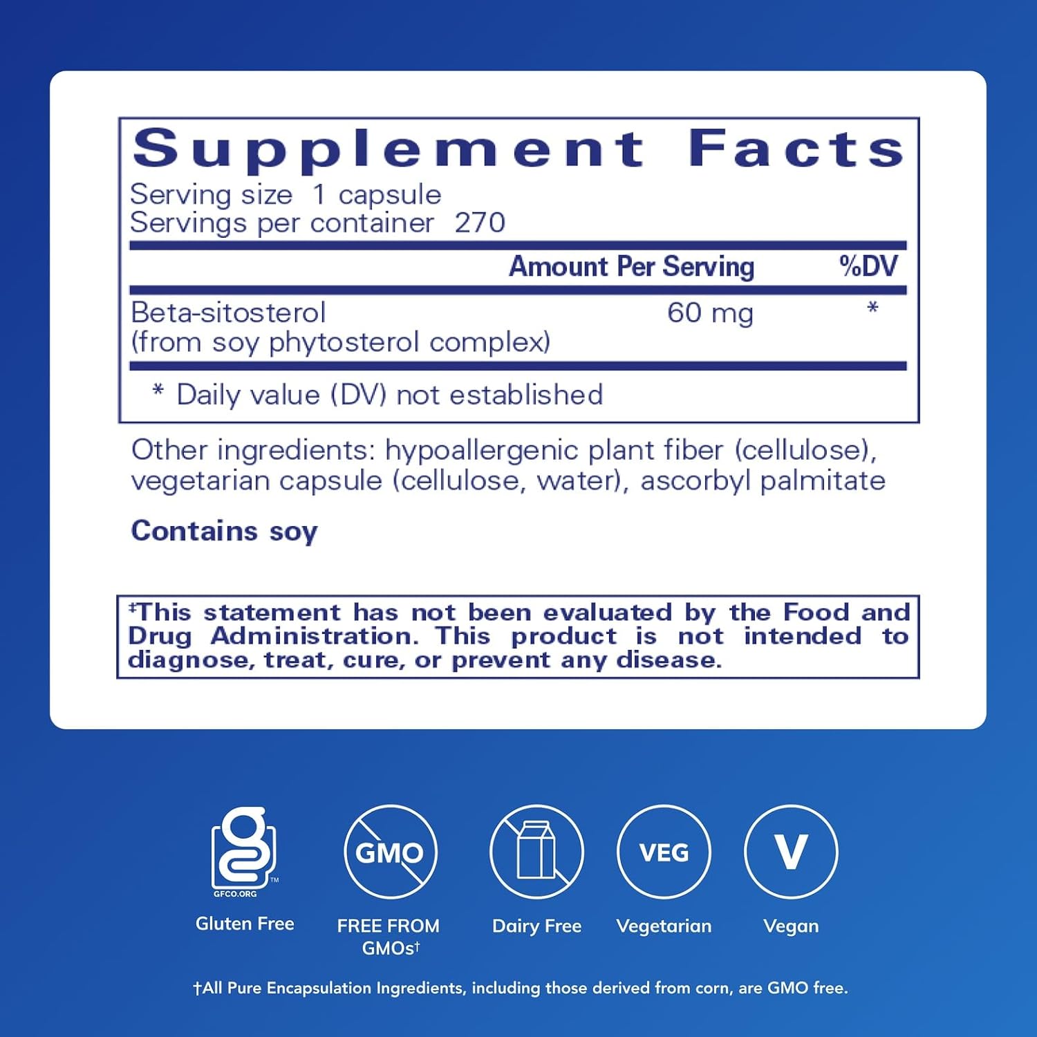 Pure Encapsulations Beta-Sitosterol – 270 Cápsulas