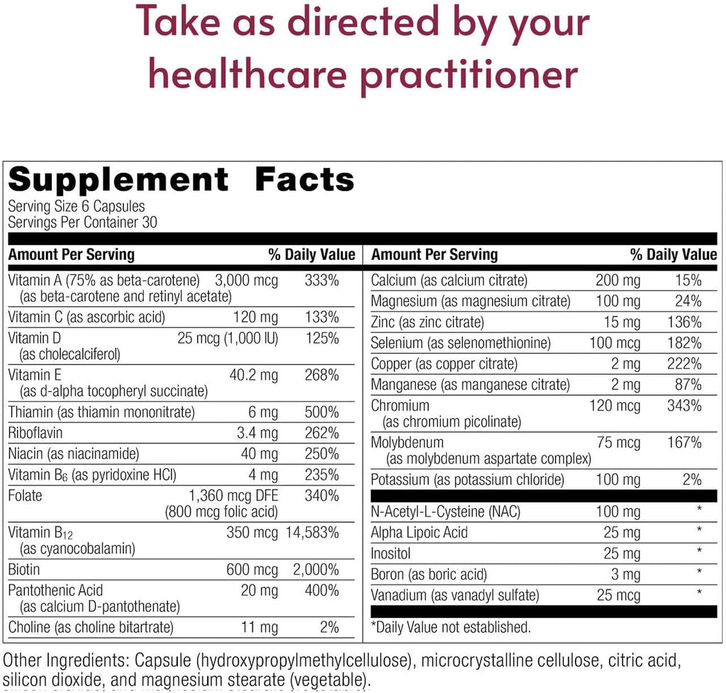 Bariatric Advantage Multi Formula sin Hierro, Multivitamínico Diario de Alta Potencia para Pacientes de Cirugía Bariátrica con 22 Vitaminas y Nutrientes Esenciales - 180 Cápsulas