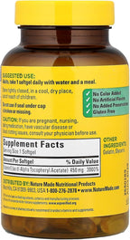 Nature Made Vitamina E 1000 IU (dl-Alfa) Softgels 60 Cápsulas