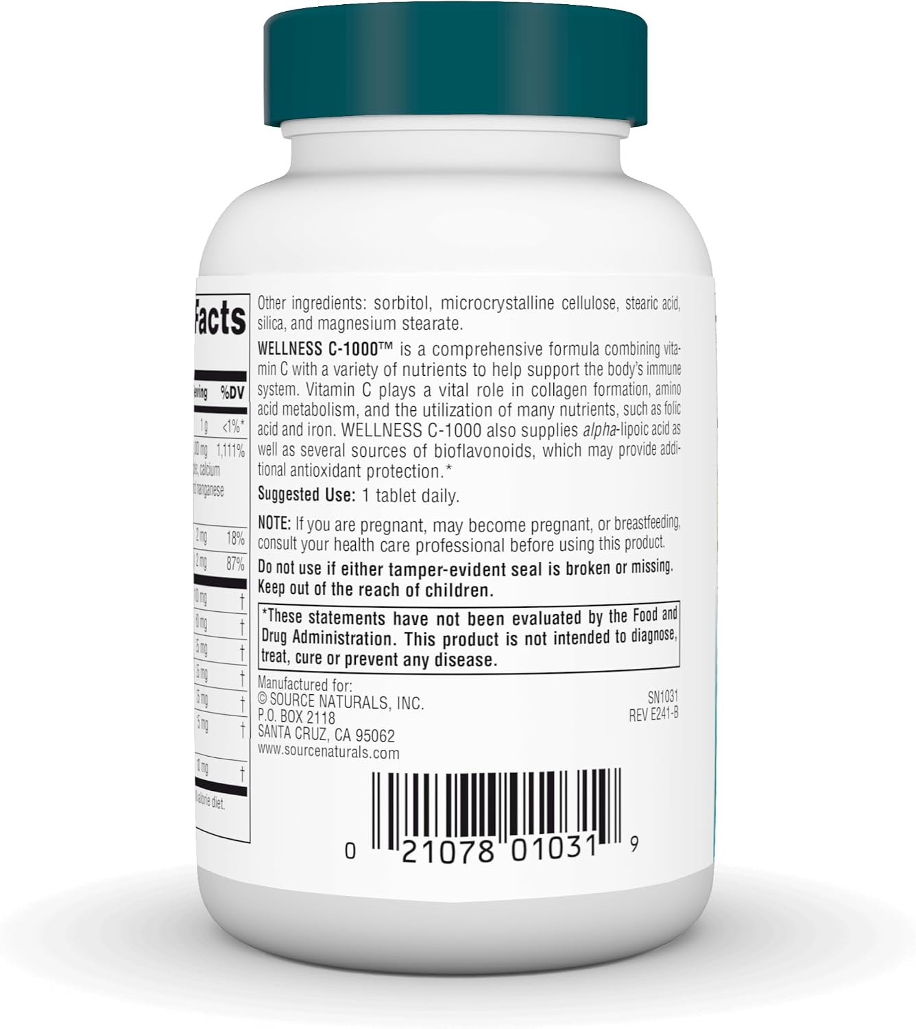 Wellness C-1000, Vitamina C 1000 mg, 50 Comprimidos