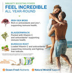 Power By Naturals Sea Moss Plus – Cápsulas Orgánicas de Musgo Irlandés con Bladderwrack y Raíz de Bardana – 60 Cápsulas (1 Mes)