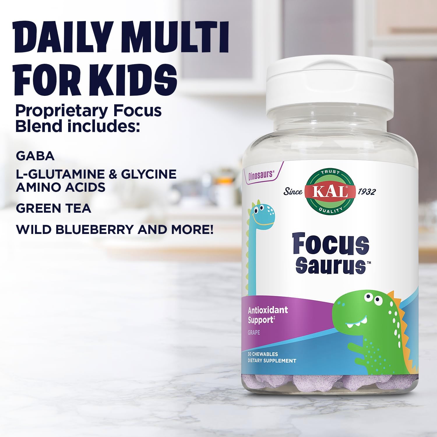 KAL Focus-Saurus Uva, 30 Comprimidos Masticables