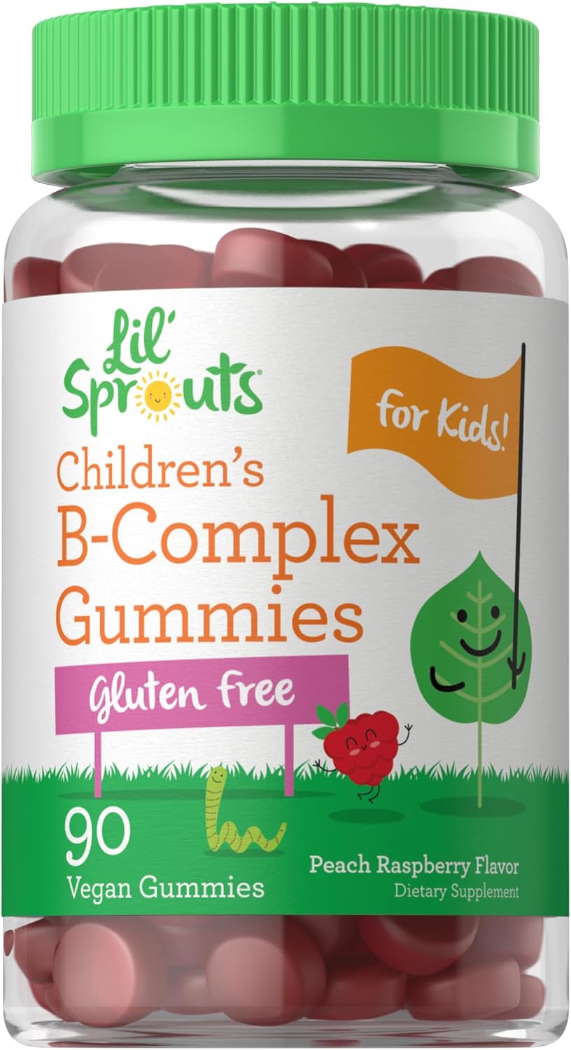 Carlyle Kids B Complex Gummies | 90 Gominolas | Con Vitaminas B1, B2, B6, B12 y Extracto de Ashwagandha | Sabor Melocotón y Frambuesa | Vegano, Sin Gluten y No-GMO
