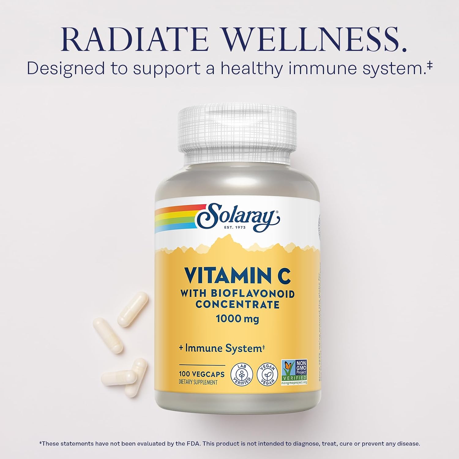 SOLARAY Vitamina C 1000 mg con Concentrado de Bioflavonoides - Cápsulas con Escaramujo y Acerola