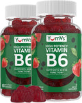 YUM-V'S Gominolas de Vitamina B6 Alta Potencia 100mg - Sabor Fresa - 60 Gominolas (2 Paquetes)
