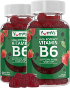 YUM-V'S Gominolas de Vitamina B6 Alta Potencia 100mg - Sabor Fresa - 60 Gominolas (2 Paquetes)