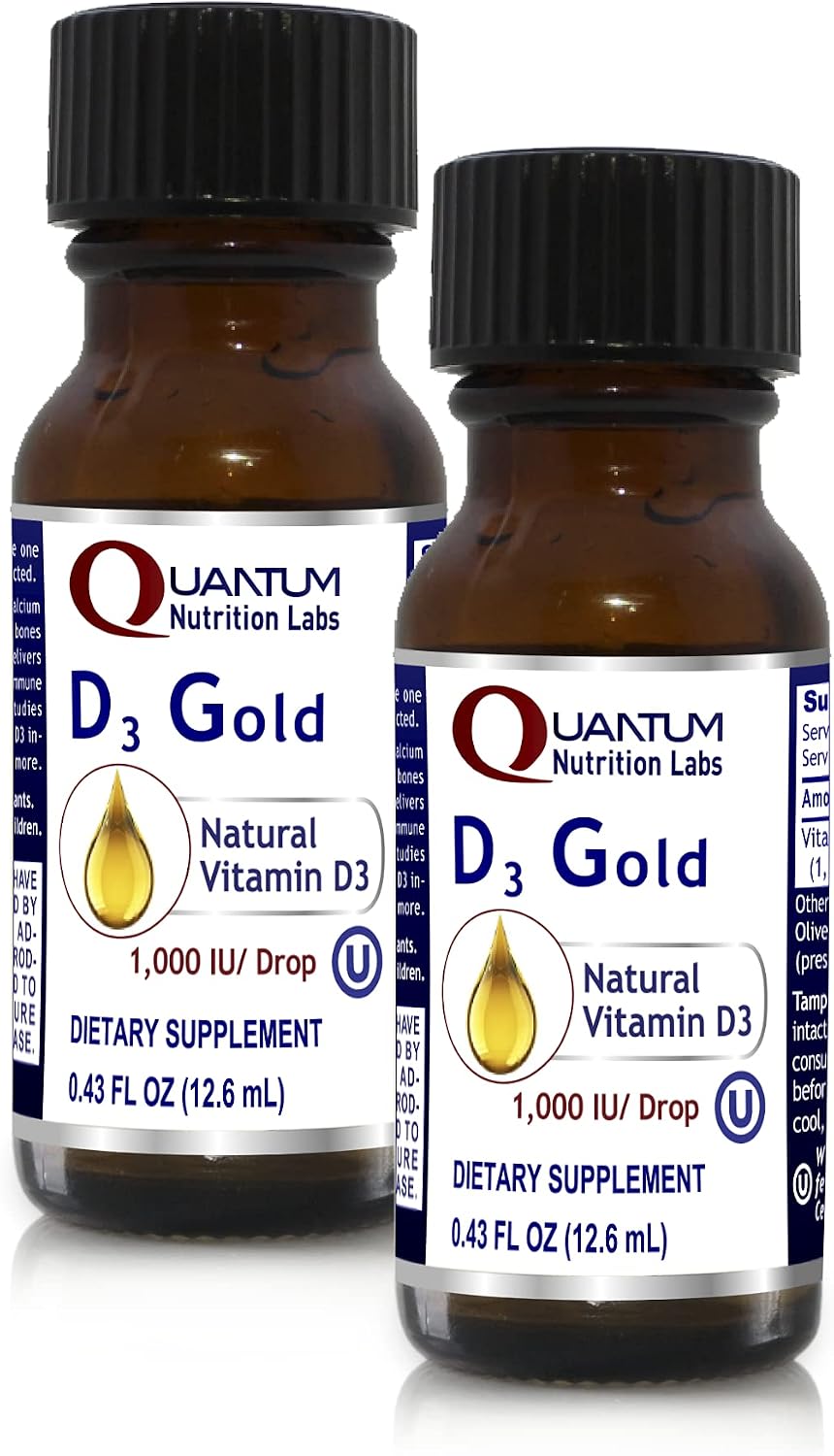QNL D3 Gold - Gotas Líquidas de Vitamina D - Suplemento para la Salud Ósea, Cardiovascular e Inmunitaria - 0.43 fl oz (2 Envases)