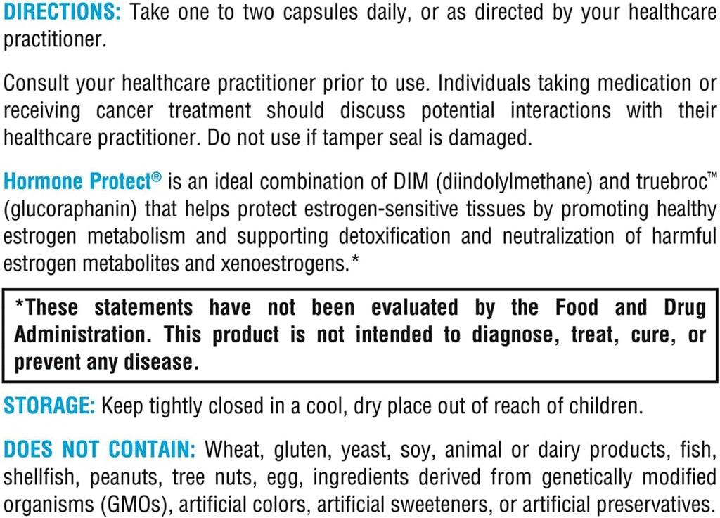 XYMOGEN Hormone Protect - Apoyo al Metabolismo de Estrógenos - DIM y Extracto de Brócoli, Col Rizada y Colirrábano - Vegetariano, No GMO y Sin Gluten - 60 Cápsulas
