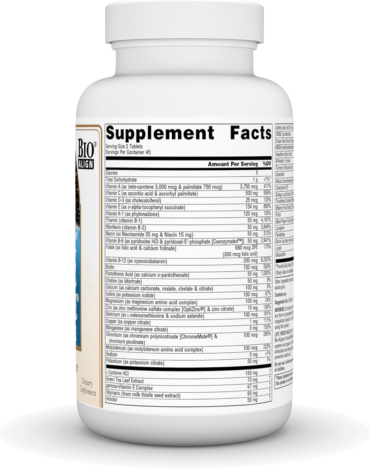 Source Naturals Life Force Multiple Sin Hierro - Complejo Multivitamínico y Mineral Diario - 90 Comprimidos