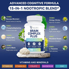 Suplemento Cerebral con Bacopa Monnieri, Lion's Mane y Alpha GPC - Apoya Memoria y Concentración - 120 Cápsulas