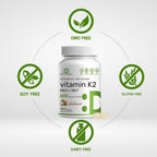 Vitamina K2 600mcg con MK-7 y MK-4, 180 Cápsulas de Aceite de Coco