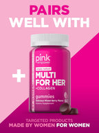 PINK Hair Skin Nails Gummies con 2.500 mcg de Biotina, 60 Gominolas