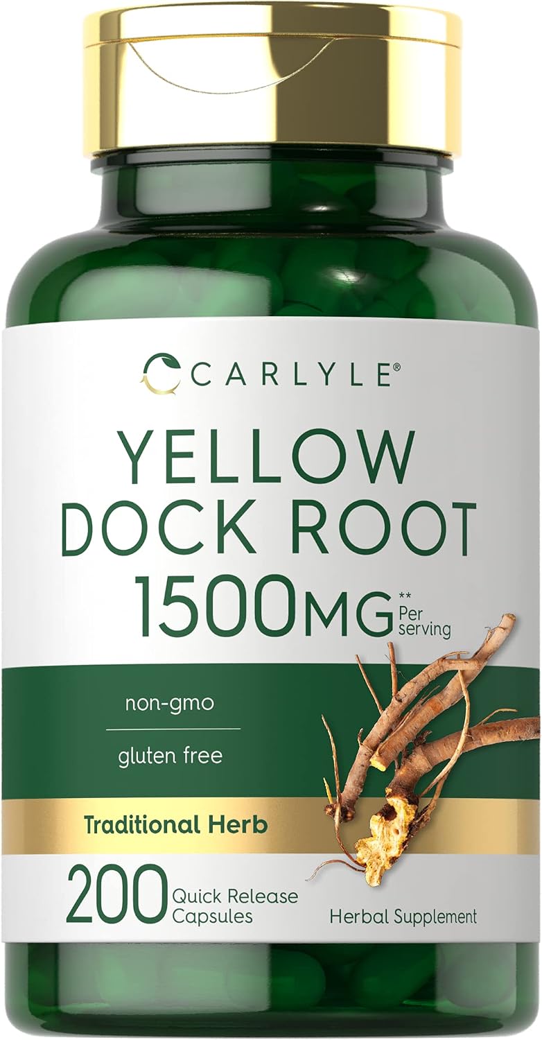 Cápsulas de Raíz de Yellow Dock de Carlyle | 200 Cápsulas | Sin OGM, Sin Gluten | Fórmula de Alta Potencia | Hierba Tradicional
