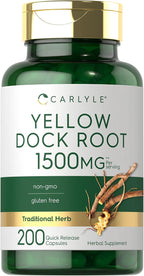 Cápsulas de Raíz de Yellow Dock de Carlyle | 200 Cápsulas | Sin OGM, Sin Gluten | Fórmula de Alta Potencia | Hierba Tradicional