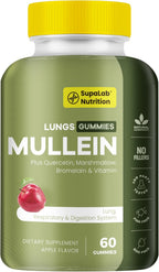 Natural Mullein Lung Cleanse Gummies | Equilibrio saludable de mucosidad, Apoyo inmunitario | Sabor a manzana, 60 gominolas