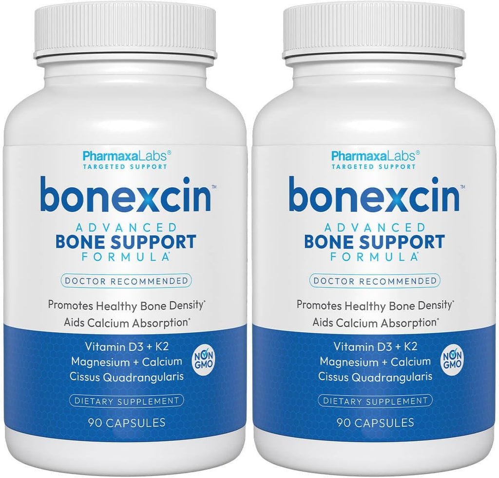 Bonexcin Advanced Bone Support Formula – Calcio, Magnesio, Vitamina D3 y K2 – 90 Cápsulas (Pack de 2)